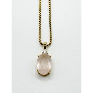 Rose Quartz Gold Tone Necklace Pendant Chakra